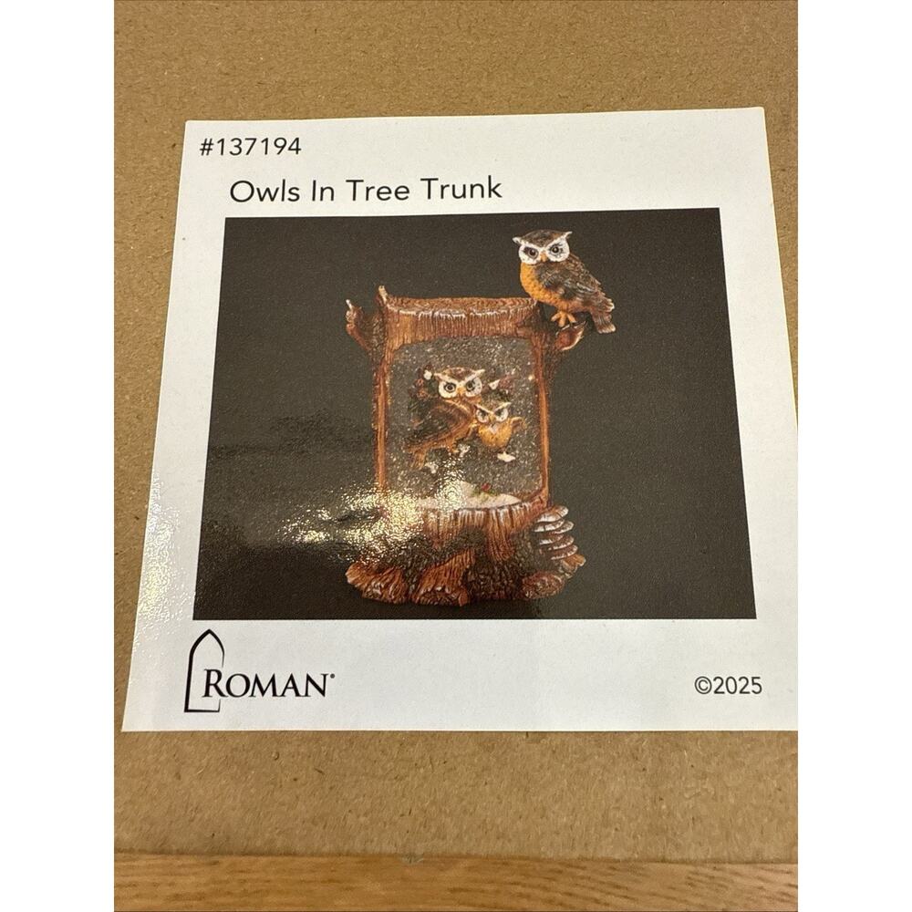 10” Christmas Owl Family Snow Globe, Musical Glittering Christmas Snow Globes - Picture 6 of 6